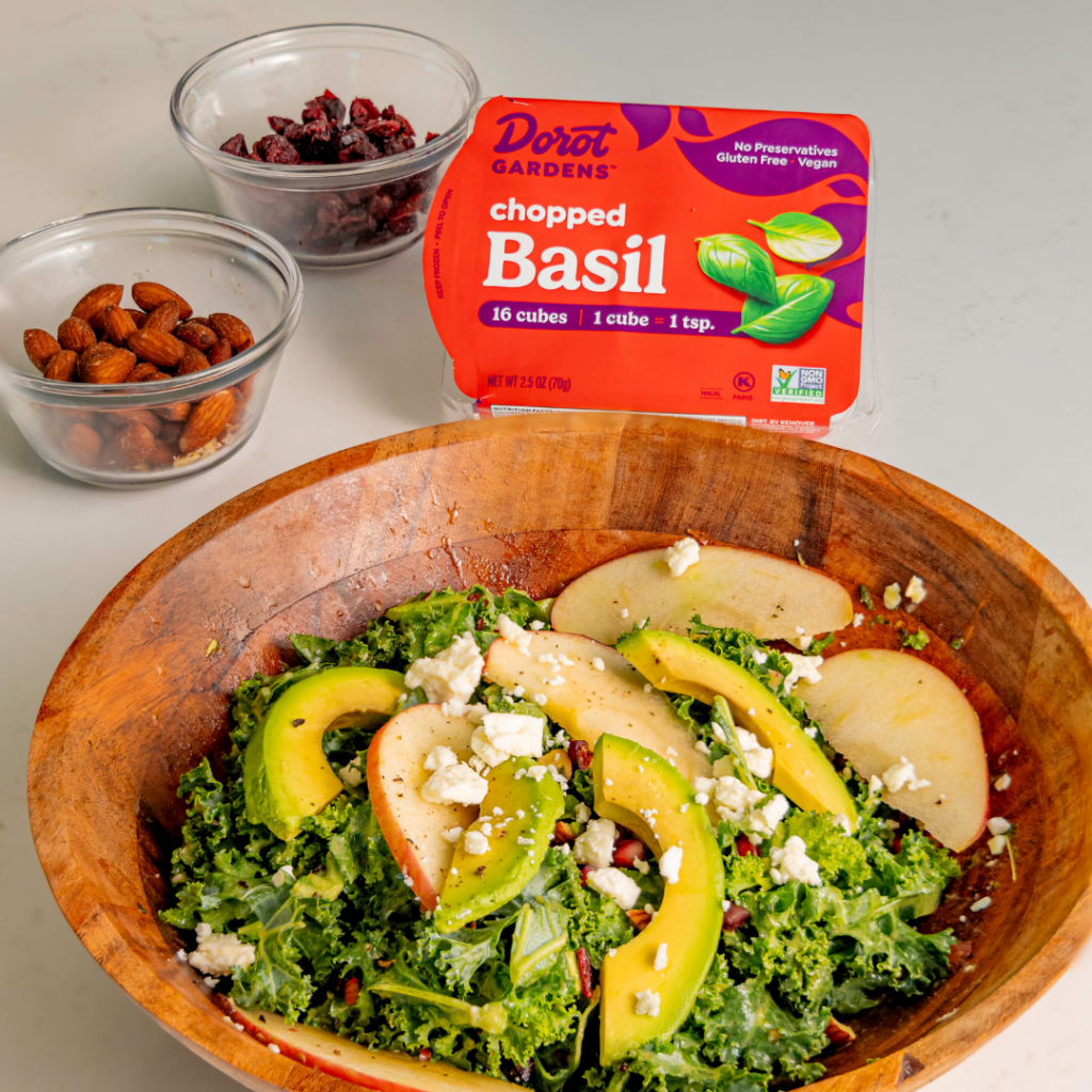 Dorot Gardens' Chopped Basil packaging